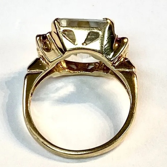 Aquamarine And Ruby 14K Yellow Gold Ring - Picture 4 of 5